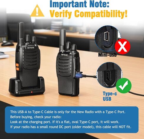 2-in-1 Dual USB Port Adapter DC 5V 1A with 2 Type-C Charging Cable Compatible with Retevis RT22 RT22S RB19 RB19P RT68 RB28 NR10 RT18 RT22S H777 RB29 Cobra HYT Walkie Talkies in Saudi Arabia