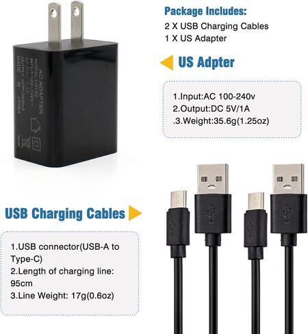 2-in-1 Dual USB Port Adapter DC 5V 1A with 2 Type-C Charging Cable Compatible with Retevis RT22 RT22S RB19 RB19P RT68 RB28 NR10 RT18 RT22S H777 RB29 Cobra HYT Walkie Talkies in Saudi Arabia