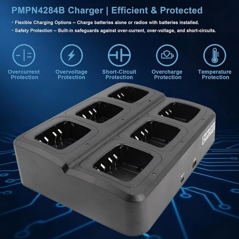 شاحن WPLN4226 WPLN4232 PMPN4527 سداسي الاتجاه مناسب لموتورولا R5 R7 XPR7550e XPR7350e XPR3300e XPR3500e XPR6550 XPR6350 APX4000 راديو، PMNN4409 PMNN4448 PMNN4808 NO-IMPRES شاحن متعدد الوحدات in Kuwait
