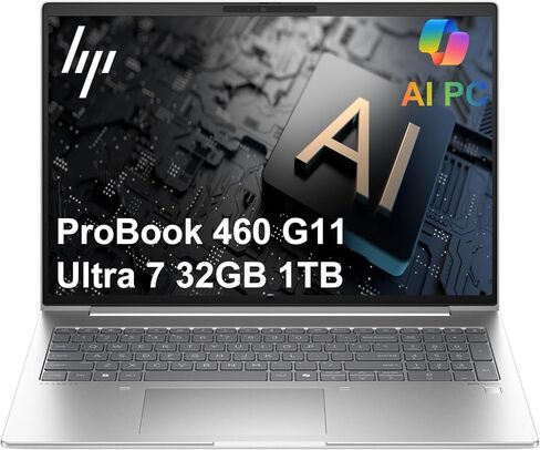 HP ProBook 460 G11 Business AI PC Laptop (16" FHD+ Anti-Glare, Intel 12-Core Ultra 7 155U, 16GB DDR5, 512GB SSD), HP Wolf Security, Backlit Numeric KB, Fingerprint, 1080p Webcam, Ethernet, Win 11 Pro in Saudi Arabia