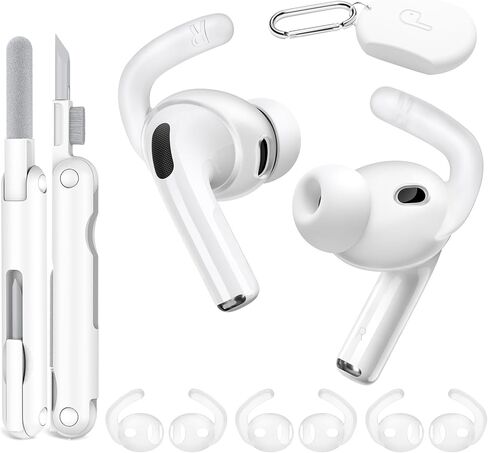 4 أزواج من خطافات الأذن Apple AirPods Pro 3، سيليكون مضاد للانزلاق لـ AirPods Pro الجيل الثالث مع حقيبة تخزين، مجموعة تنظيف، حلقة تسلق (أبيض) in Saudi Arabia