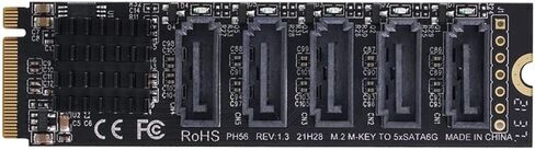 Xiwai NGFF NVME M-Key PCI Express to SATA 3.0 6Gbps 5 Ports Adapter Converter Hard Drive Extension Card JMB585 2280 in Saudi Arabia