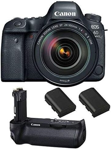 كاميرا Canon EOS 6D Mark II DSLR مع عدسة EF 24-105mm f/4 is II USM، ومقبض بطارية Canon BG-E21، وبطاريتين احتياطيتين in Kuwait