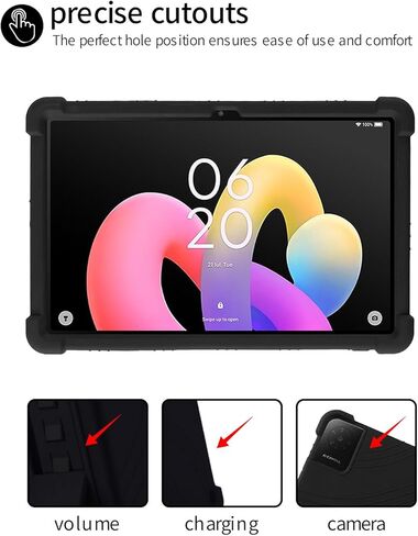 for TCL Tab 10L Gen4 2025 10.1 Inch Tablet Case,BOVUGAC Soft Silicone Adjustable Stand Shockproof Kids Friendly for TCL Tab 10L Gen 4 10.1" Tablet(Black) in Saudi Arabia