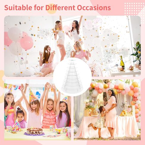 OMISTAR 2 PCS 6-Tier Clear Macaron Display Stands, Plastic Macaron Tray Tower with Stainless Steel Serving Tongs, Transparent Cupcake Dessert Stand for Weddings, Birthday Parties, Bakeries in Saudi Arabia
