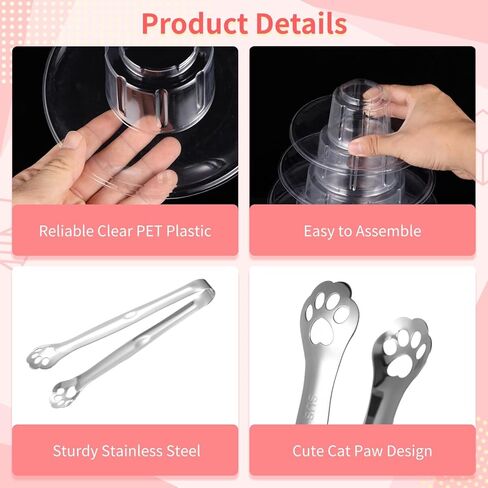 OMISTAR 2 PCS 6-Tier Clear Macaron Display Stands, Plastic Macaron Tray Tower with Stainless Steel Serving Tongs, Transparent Cupcake Dessert Stand for Weddings, Birthday Parties, Bakeries in Saudi Arabia