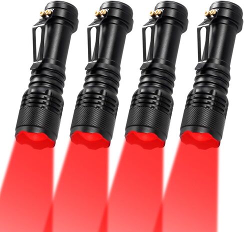 4 Pack Red Light Flashlight Single Mode Red LED Flashlight One Mode Zoomable Night Light Torch for Astronomy Aviation and Night Observation in Saudi Arabia