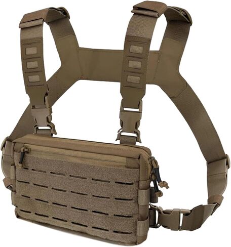 Varku Chest Rig, Long-Lasting Oxford Fabric, Adjustable Straps, Quick-Release Buckles, Front Zipper Pocket, Outdoor Hunting Vest, Gear Organizer, Brown, 9.8 x 1.6 x 6.7 Inches in Saudi Arabia