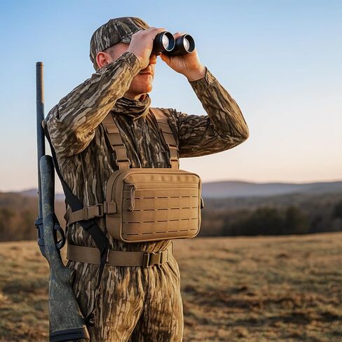 Varku Chest Rig, Long-Lasting Oxford Fabric, Adjustable Straps, Quick-Release Buckles, Front Zipper Pocket, Outdoor Hunting Vest, Gear Organizer, Brown, 9.8 x 1.6 x 6.7 Inches in Saudi Arabia