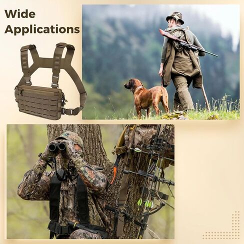 Varku Chest Rig, Long-Lasting Oxford Fabric, Adjustable Straps, Quick-Release Buckles, Front Zipper Pocket, Outdoor Hunting Vest, Gear Organizer, Brown, 9.8 x 1.6 x 6.7 Inches in Saudi Arabia