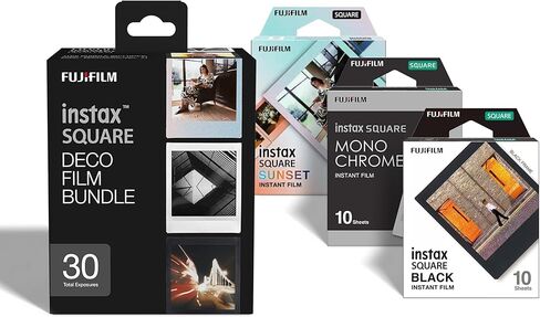 instax Square Film Set - 30 Shots with 1 x 10 Shots with Black and Sunset Design Edges and 1 x Monchrome with 10 Shots in Saudi Arabia