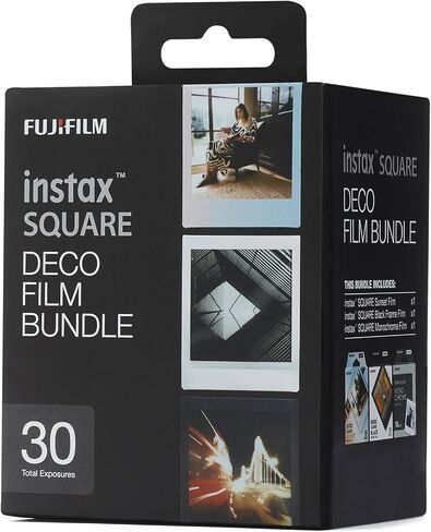 instax Square Film Set - 30 Shots with 1 x 10 Shots with Black and Sunset Design Edges and 1 x Monchrome with 10 Shots in Saudi Arabia