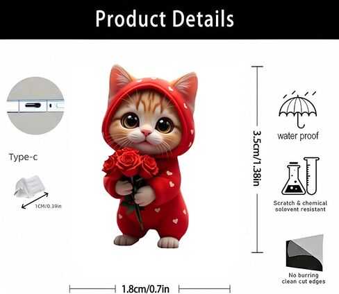 Cute Ginger Cat Dust Plug Acrylic Charms for electronic products,Type-C Charging Port Dust Plugs Pendant Compatible with E-Reader Phone Tablet, Gift for Christmas, Birthday, Anniversary Day in Saudi Arabia