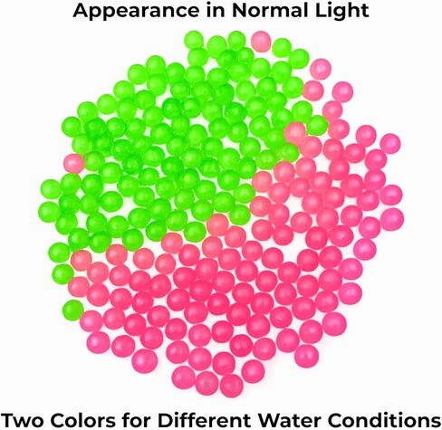 200 Pcs 6mm Round UV Glow Fishing Beads - Pink and Green Hard Floating Bobber Beads, Bulk Plastic Fishing Accessories in Saudi Arabia