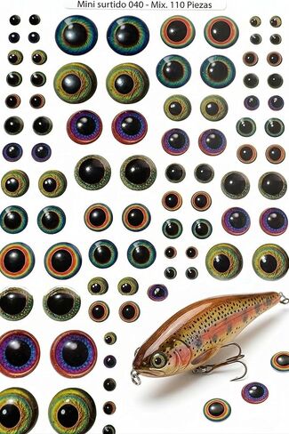 110PCS Realistic Fishing Lure Eyes Mix 3D 4D 5D – Resin Dome Fly Tying Eyes for Lure Making, Jigs, Crankbaits & Streamers – Self Adhesive Bionic Fish Eyes Assorted Sizes 2mm-11mm in Saudi Arabia