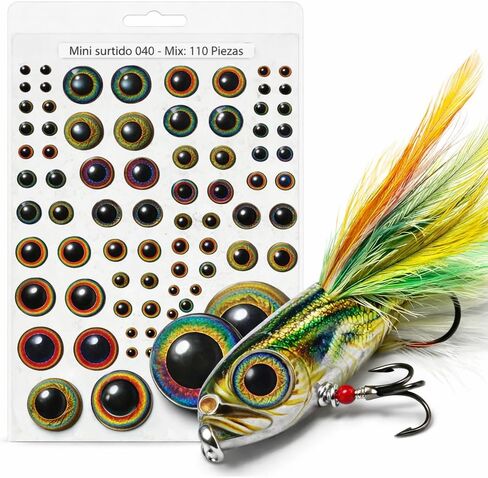 110PCS Realistic Fishing Lure Eyes Mix 3D 4D 5D – Resin Dome Fly Tying Eyes for Lure Making, Jigs, Crankbaits & Streamers – Self Adhesive Bionic Fish Eyes Assorted Sizes 2mm-11mm in Saudi Arabia