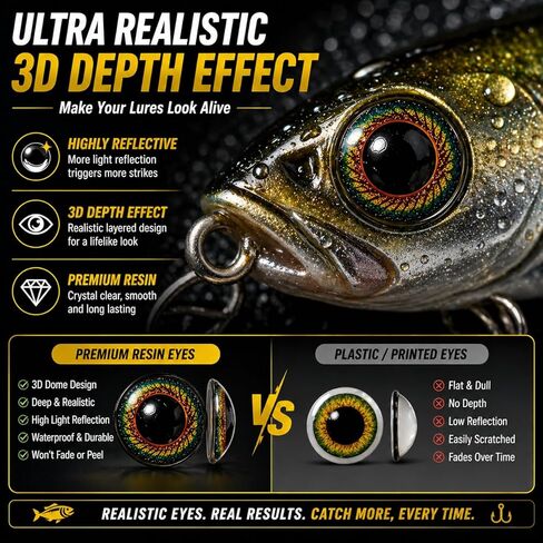 110PCS Realistic Fishing Lure Eyes Mix 3D 4D 5D – Resin Dome Fly Tying Eyes for Lure Making, Jigs, Crankbaits & Streamers – Self Adhesive Bionic Fish Eyes Assorted Sizes 2mm-11mm in Saudi Arabia