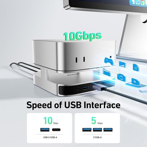 BENFEI Mac mini M4 Dock, Mac mini M4 Stand with NVMe SSD Enclosure, 4K DisplayPort Hub for Mac mini M4 &M4 Pro (2024), 10 Gbps 1 x USB C & 1 x USB A 3.2, 5 Gbps 3 x USB A 3.0, SD/TF 170 MB/s in Saudi Arabia