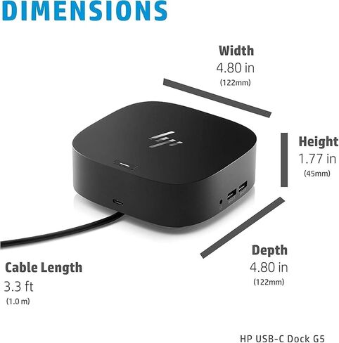 HP USB-C Essential Dock G5 - Multiport Docking Station with 100W Power Delivery, HDMI, Ethernet, DisplayPort, Audio, USB-C, Includes Dockztorm Hub – (Renewed) in Saudi Arabia