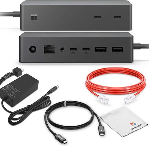 Microsoft Surface Dock 2 Docking Station Bundle - Surface Pro Docking Station Compatible with Surface Pro 7, 7+, 8, 9 (with 5G), Surface Laptop 3, 4, 5, and Surface Book 3 (13" & 15") (Renewed) in Saudi Arabia