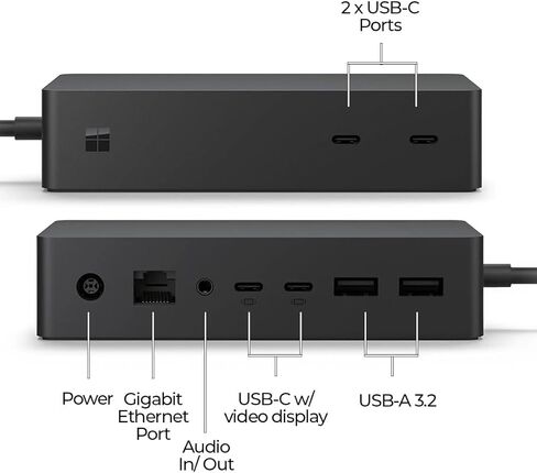 Microsoft Surface Dock 2 Docking Station Bundle - Surface Pro Docking Station Compatible with Surface Pro 7, 7+, 8, 9 (with 5G), Surface Laptop 3, 4, 5, and Surface Book 3 (13" & 15") (Renewed) in Saudi Arabia