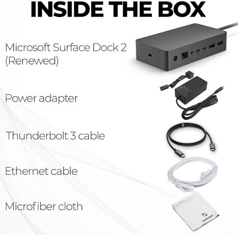 Microsoft Surface Dock 2 Docking Station Bundle - Surface Pro Docking Station Compatible with Surface Pro 7, 7+, 8, 9 (with 5G), Surface Laptop 3, 4, 5, and Surface Book 3 (13" & 15") (Renewed) in Saudi Arabia