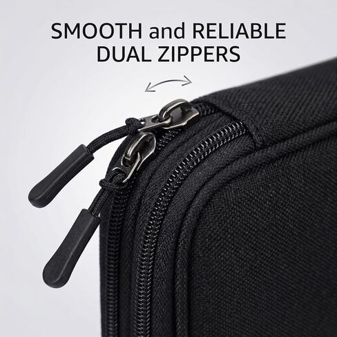 Portable Waterproof Travel Cable Organizer Pouch Electronic Accessories Carry Case Double Layers Functional Storage Bag for Cord, Charger, Phone, Earphone (Black) in Saudi Arabia