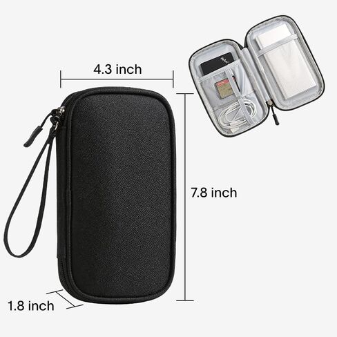 Portable Waterproof Travel Cable Organizer Pouch Electronic Accessories Carry Case Double Layers Functional Storage Bag for Cord, Charger, Phone, Earphone (Black) in Saudi Arabia