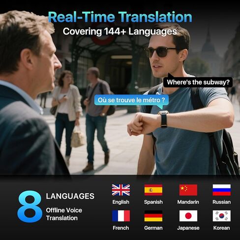 AI Chatgpt، ساعة ذكية للرجال، ساعة مترجم، متتبع اللياقة البدنية مع مراقب معدل ضربات القلب والنوم، الرد على المكالمات/إجراء المكالمات، شاشة لمس AMOLED، ساعة ذكية لهواتف iPhone/Samsung/Android، 50+ وضعًا رياضيًا، مقاومة للماء 3ATM in Kuwait