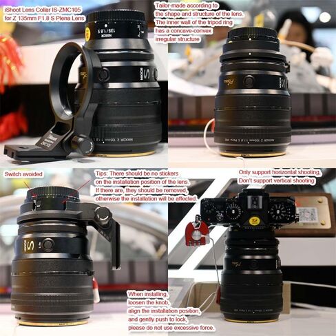 طوق عدسات iShoot ثلاثي القوائم متوافق مع Nikon Z MC 105 مم F2.8 VR S، Z 35 مم F1.2 S، Z 85 مم F1.2 S، Z 135 مم F1.8 S Plena، دعامة حامل الدعم السفلية هي لوحة تحرير سريعة من Arca-Swiss in Kuwait