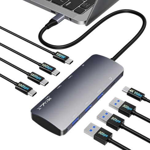 موزع USB C 8 في 1، محور إخراج فيديو USB C مع 4K@60 هرتز، موزع USB C بسرعة 10 جيجابت في الثانية، شحن PD 100 وات، نقل البيانات، محول USBC Hub متعدد المنافذ لأجهزة MacBook، iPad Pro، المزيد من الأجهزة من النوع C in Saudi Arabia