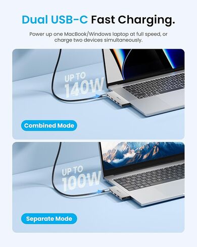 موزع USB C من VENTION لجهاز MacBook Air & PRO، موصل USB-C مغناطيسي قابل للفصل بسرعة 80 جيجابت في الثانية مع HDMI 8K، 140 وات بحد أقصى PD لأجهزة الكمبيوتر المحمولة/iPad 6 في 2 USBC لشحن محول متعدد المنافذ (فضي) in Saudi Arabia