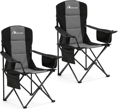 MOON LENCE Heavy Duty Camping Chair, 450LBS Capacity High Back Folding Chair with Cup Holder & Cooler Bag, Portable Outdoor Chair for Camping, Backyard, RV and Beach, 1 Pack in Saudi Arabia
