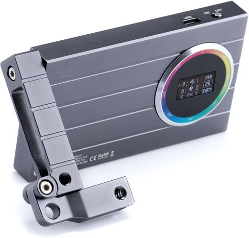 مصباح فيديو Godox RGB Mini Creative M1 LED على الكاميرا (أخضر)، 2500-8500K ثنائي اللون ووضع RGB 360 لون، CRI 97، ضوء جيب مع تأثيرات، وضع الموسيقى، بطارية مدمجة، حامل 1/4 بوصة - 20 (M1GRY) in Kuwait
