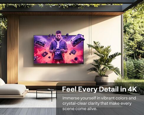 تلفزيون SYLVOX خارجي مع حامل متحرك ومكبر صوت، تلفزيونات ذكية 55 بوصة 120 هرتز 4K، مقاوم للطقس وIP55 مقاوم للماء، متوافق مع Google وDolby Atmos، HDMI 2.1 وUSB 3.0، 1000 شمعة في المتر المربع خارج التلفزيون للألعاب in Saudi Arabia