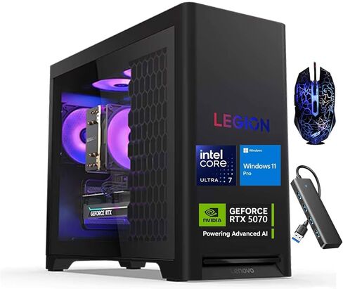 كمبيوتر الألعاب Lenovo Legion Tower 5i، Intel Core Ultra 7 265F، NVIDIA GeForce RTX 5060 Ti 8GB GDDR7، 32GB DDR5 5600MT/s RAM | 1 تيرابايت PCIe SSD | مساعد الطيار AI ويندوز 11 برو | الكسوف الأسود in Saudi Arabia