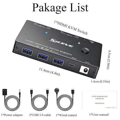 USB 3.0 Switch 4 Computers, 4 Port USB Switch for 4 Computers Share 4 USB Devices for Keyboard Mouse Printer, Wired Remote and 4 Cables Included in Saudi Arabia