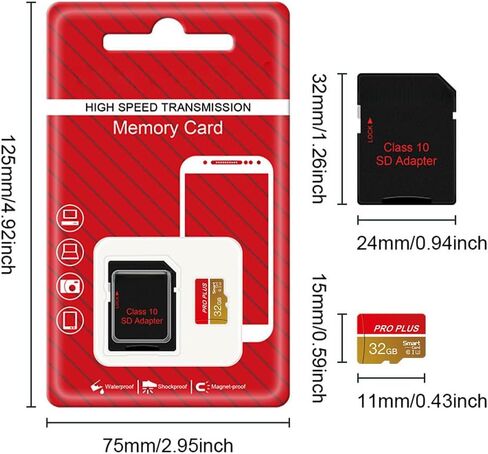 32GB MicroSD Card with Adapter, A1, C10, U1, 150MB/s Read for Smartphone, Tablet, Gaming, Full HD Video, Gold in Saudi Arabia