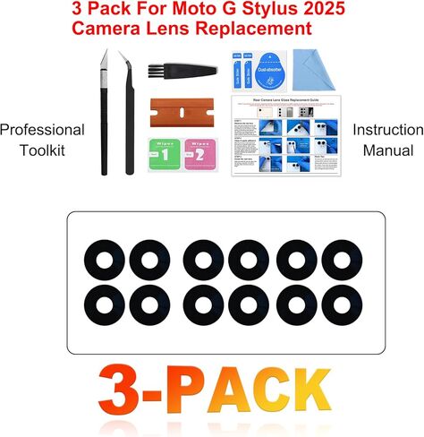 3 Pack for Moto G Stylus 5G 2025 XT2517 Back Rear Camera Lens Glass Replacement Included Instruction Manual, Toolkit in Saudi Arabia
