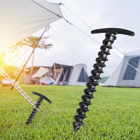 10 Pcs Tent Stakes Ground Anchors Screw in, Multi-Pack Tool-Free Screw-in Design for Tents, Reusable Heavy Duty Spiral Tent Pegs for Camping, Hiking, Backyard & Outdoor Setups, Black in Saudi Arabia