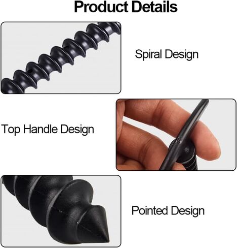 10 Pcs Tent Stakes Ground Anchors Screw in, Multi-Pack Tool-Free Screw-in Design for Tents, Reusable Heavy Duty Spiral Tent Pegs for Camping, Hiking, Backyard & Outdoor Setups, Black in Saudi Arabia