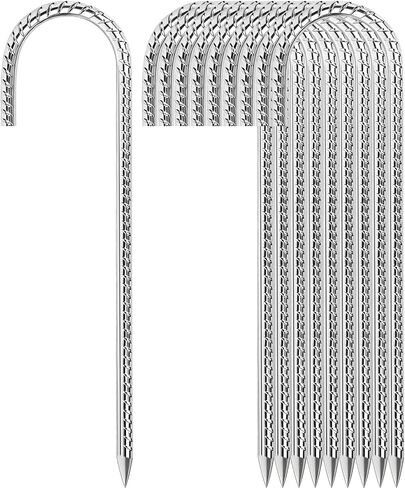 12 Inch Tent Stakes for Hind Wind & Rocky Ground - Heavy Duty Ground Anchor Rebar Stakes 6 Pack - Galvanized Steel Trampoline Stakes J-Shaped for Secure Trampolines, Fences, Tent, Inflatables in Kuwait