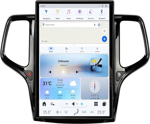 14.4 بوصة 8+128GB شاشة Tesla شاشة Android 13 وحدة راديو CAR لجيب GEEP GRAND Cherokee Multimedia Stereo Wireless Carplay ، GPS Mavigation ، وظائف OEM (سنة 2014-2023 ، أسود) in Kuwait