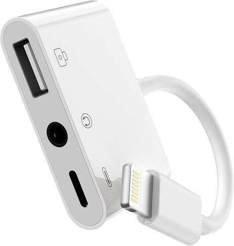 Lightning to 3.5mm Headphone Jack USB Charger Cable Dongle for iPhone Adapter(3in1)AUX Audio OTG for 13 12 11 Pro Max Xr X for Apple for iPad Camera Memory Stick Flash Drive Card Reader Mouse Keyboard in Saudi Arabia