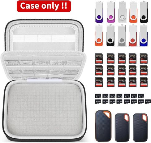 حافظة محرك الأقراص الصلبة العالمية GWCASE لهاتف SanDisk Extreme/لسامسونج/لSeagate/لمحرك الأقراص الصلبة الخارجي المحمول WD، و30 بطاقة SD و10 حامل محرك فلاش USB، وحقيبة تخزين للسفر مع إسفنجة DIY (الجراب فقط) in Saudi Arabia