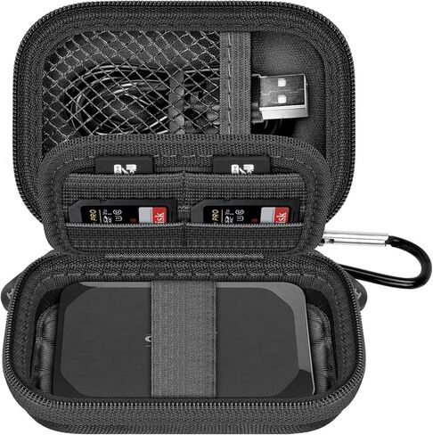 ANKHOH Compact Case for Crucial X9 Pro/ X10 Pro/ X9 1TB 2TB 4TB SSD, Hard EVA Shell Organizer with 8 SD Card Slots & Cable Pocket for Outdoor Photography Gear-Black (Case Only) in Saudi Arabia