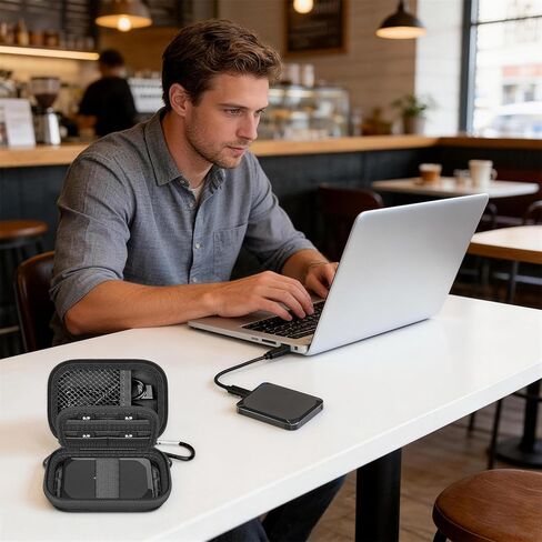 ANKHOH Compact Case for Crucial X9 Pro/ X10 Pro/ X9 1TB 2TB 4TB SSD, Hard EVA Shell Organizer with 8 SD Card Slots & Cable Pocket for Outdoor Photography Gear-Black (Case Only) in Saudi Arabia