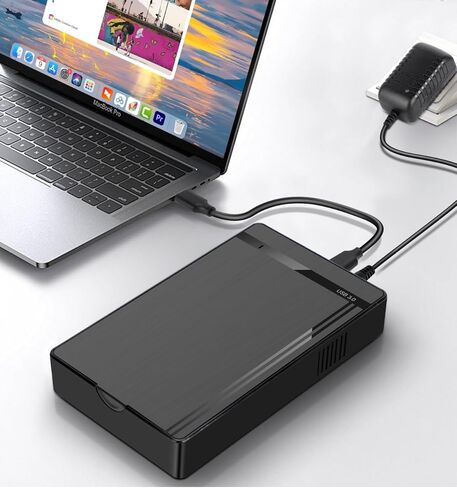 حاوية محرك أقراص ثابتة خارجي SATA مقاس 2.5 بوصة/3.5 بوصة، حافظة USB 3.0 إلى SATA III HDD SSD خالية من الأدوات، تدعم 10 تيرابايت بحد أقصى، قارئ محرك أقراص ثابت محمول مع مصدر طاقة 12 فولت 2 أمبير لنظام التشغيل Windows Mac OS، يدعم UASP in Saudi Arabia