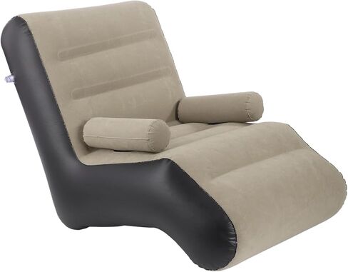 ZALIR أريكة قابلة للنفخ مع مساند للذراعين، 37.3 × 28.5 × 33.4 بوصة أريكة صالة هوائية PVC متجمعة، سرير منفوخ مقاوم للماء بسعة 350 رطلًا للسفر والتخييم الداخلي والخارجي in Kuwait
