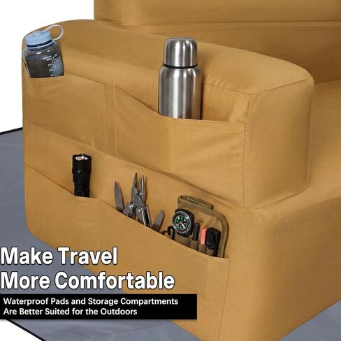 أريكة محمولة قابلة للنفخ مع مضخة مدمجة، أريكة أكسفورد 1000D قابلة للنفخ مع حصيرة أرضية للتخييم والشاطئ والحفلات والداخل | مقعد قابل للنفخ خارجي مقاوم للثقب، يمكن غسله في الغسالة، نفخ سريع in Kuwait